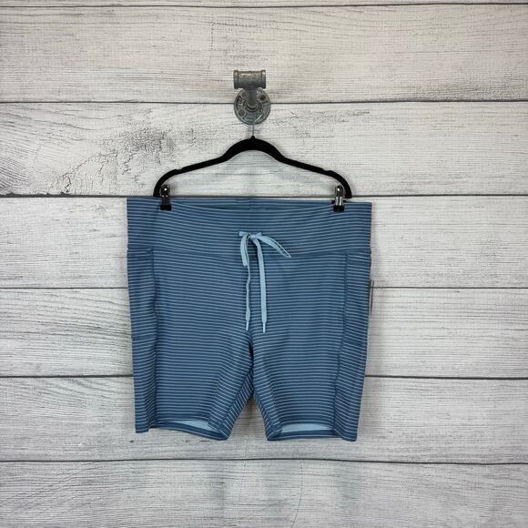 Torrid Tru Plus Size Blue Striped Drawcord Waist Active Bike Shorts Size 3X - Picture 1 of 8